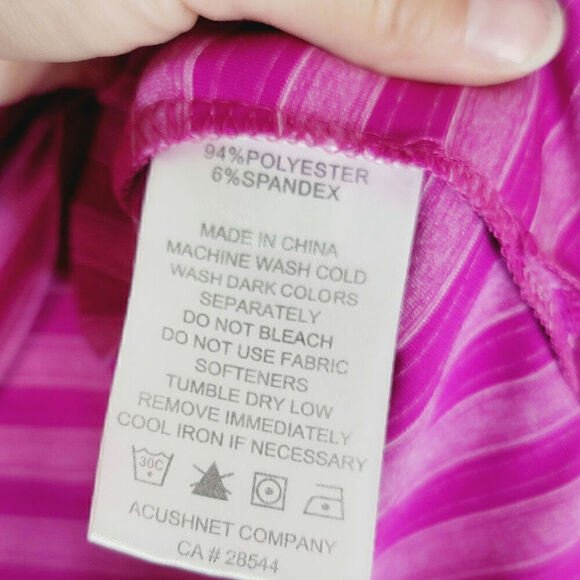 FOOTJOY STRIPED OMBRE PINK SHORT SLEEVE POLO, SZ MEDIUM - Picture 7 of 15